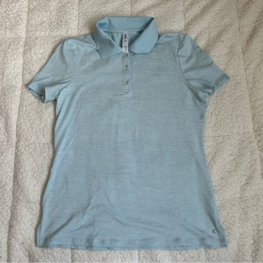KYODAN Golf Fitted Blue Short Sleeve Polo Button Down Shirt